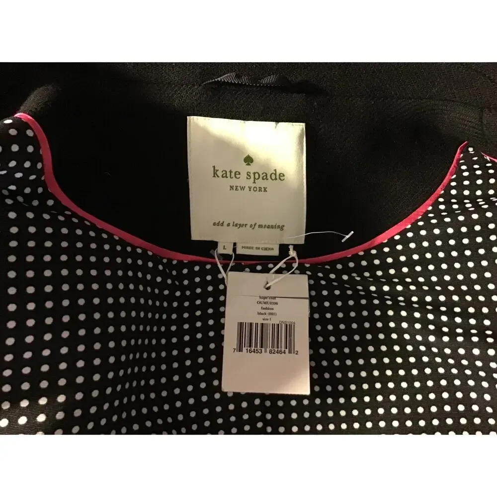 Kate Spade NY Black Double Breasted Hope Flared Pea Coat SZ. L NWT